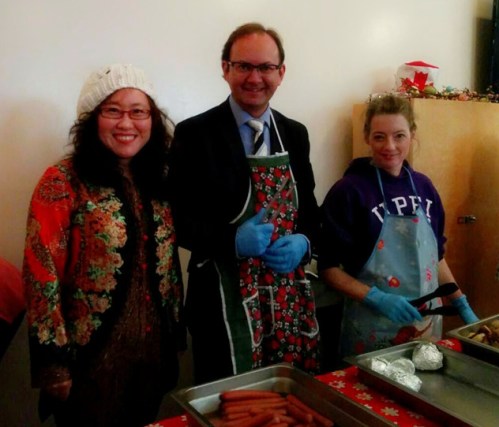 Ron MacDonald and Karen-Anne O'Halloran serve MEd student Amy (Ying) Tian on 04-Dec-2014