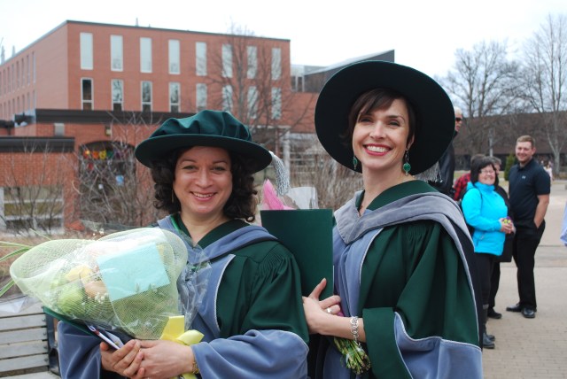 The first two UPEI Education PhD graduates, Verne Lorway and Bonnie Stewart