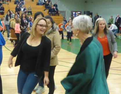 Ashley and Fiona enjoy the singing, dancing and drumming at the annual PowWow