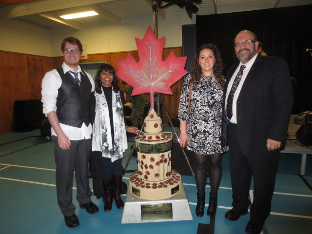 Ryan with Dr. Goddard and two previous recipients of the Captain Nichola K. S. Goddard Scholarship, Selvi Roy (PhD candidate) and Lisa Mador (BEd 2011).